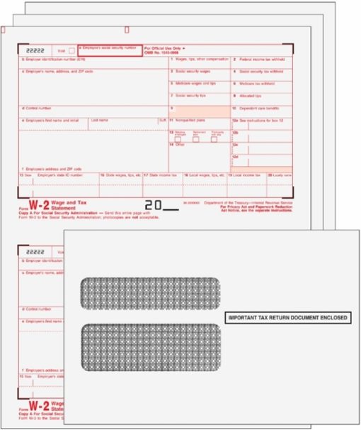 W2 Forms Set - Preprinted Forms & Envelopes - Discount Tax Forms