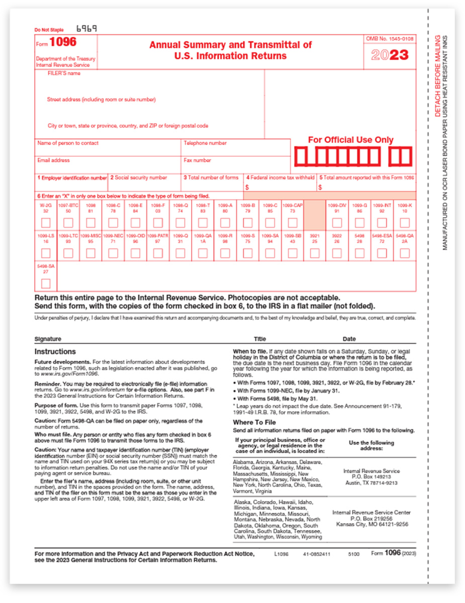 1096 Forms, Summary & Transmittal for 1099 Forms DiscountTaxForms