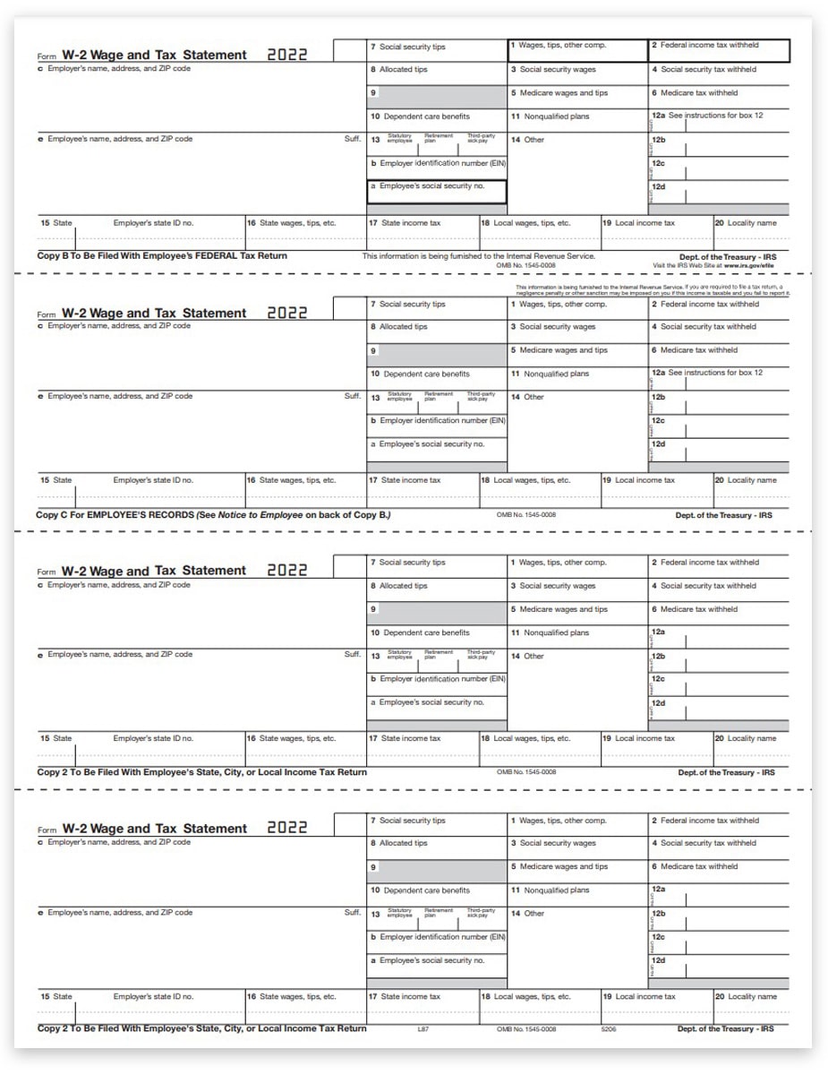 W2 Tax Forms Condensed 4up V2A For Employees DiscountTaxForms