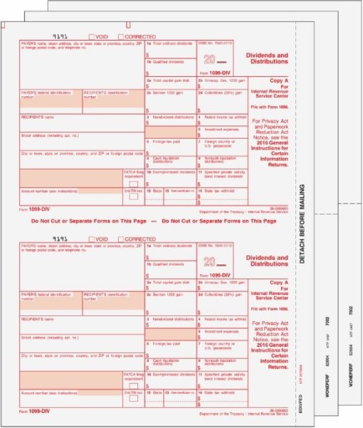 1099-DIV Forms Set - Discount Tax Forms