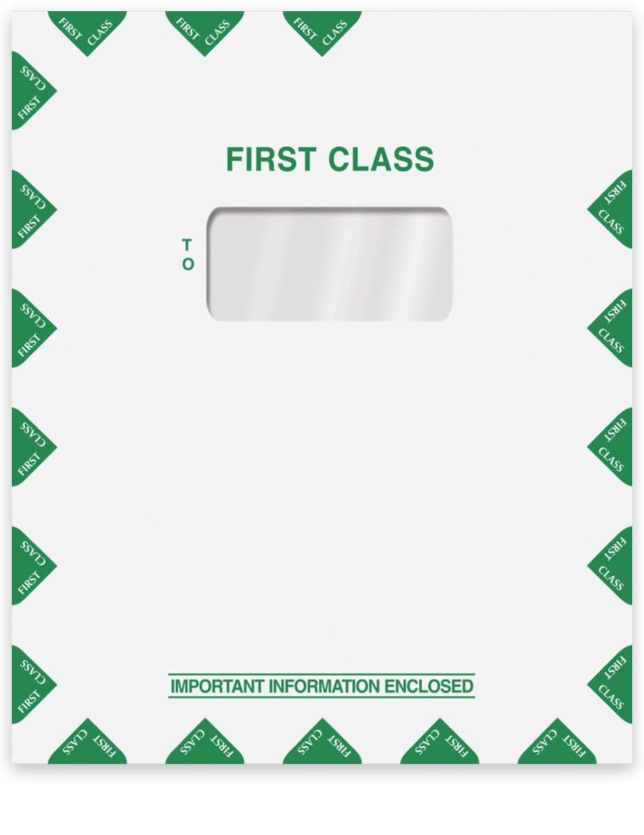 Large 1st Class Mail Envelope with One, Single Center Window for Address Coversheets, Green - DiscountTaxForms.com