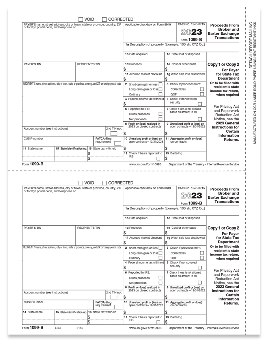 1099B Forms For Broker Transactions State Copy C - DiscountTaxForms