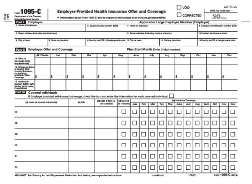 1095 C Form Official Irs Version Discount Tax Forms