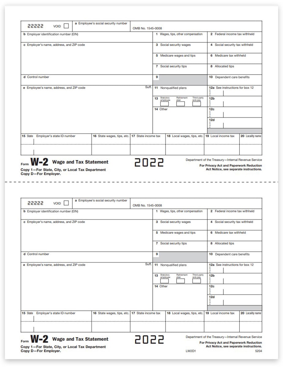 W2 Tax Forms Copy D 1 For Employer State File DiscountTaxForms