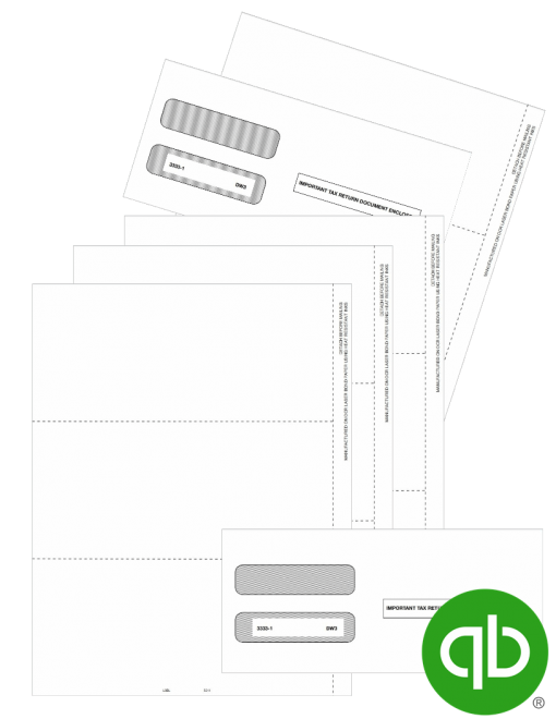 QuickBooks W2 Blank 3up Forms & Envelopes Set Discount Tax Forms
