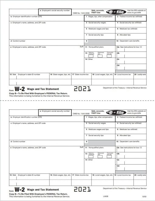 Quickbooks W2 Forms And Envelopes Set With Preprinted Forms 6157