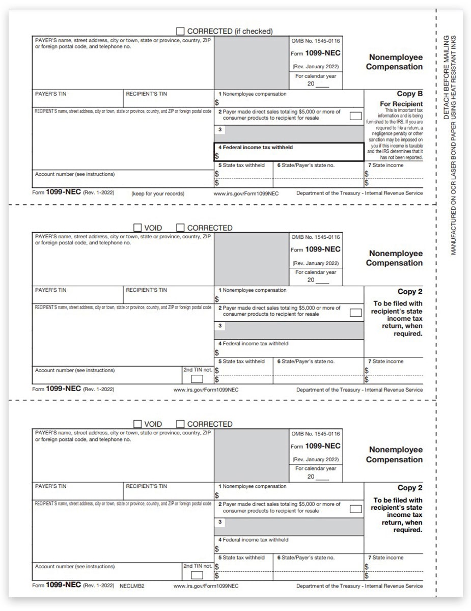 1099 NEC Forms Recipient Copy B 2 2 DiscountTaxForms