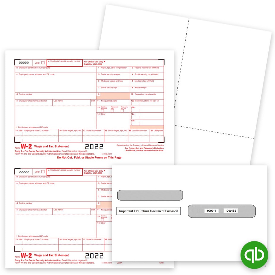 QuickBooks Compatible W2 Forms & Envelopes Discount Tax Forms