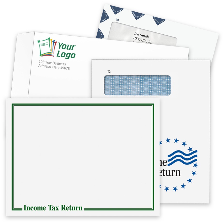 Large Tax Envelopes Group with Custom 2024 Client Income Tax Return Envelopes for CPAs and Accountants at Big Discounts, No Coupon Needed - DiscountTaxForms.com
