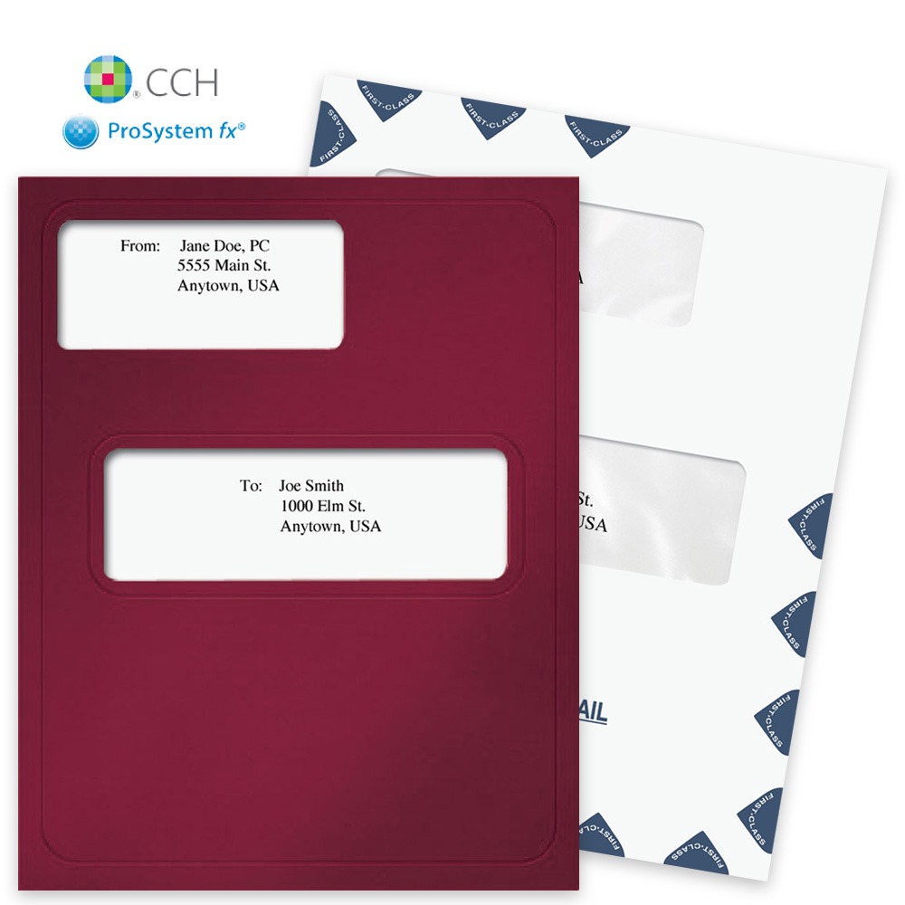 CCH ProSystem Tax Software by Intuit Compatible Folders Envelopes Window Folders and Envelopes for CCH ProSystem fx Tax Software, Guaranteed Compatible at Big Discounts, No Coupon Needed - DiscountTaxForms.com