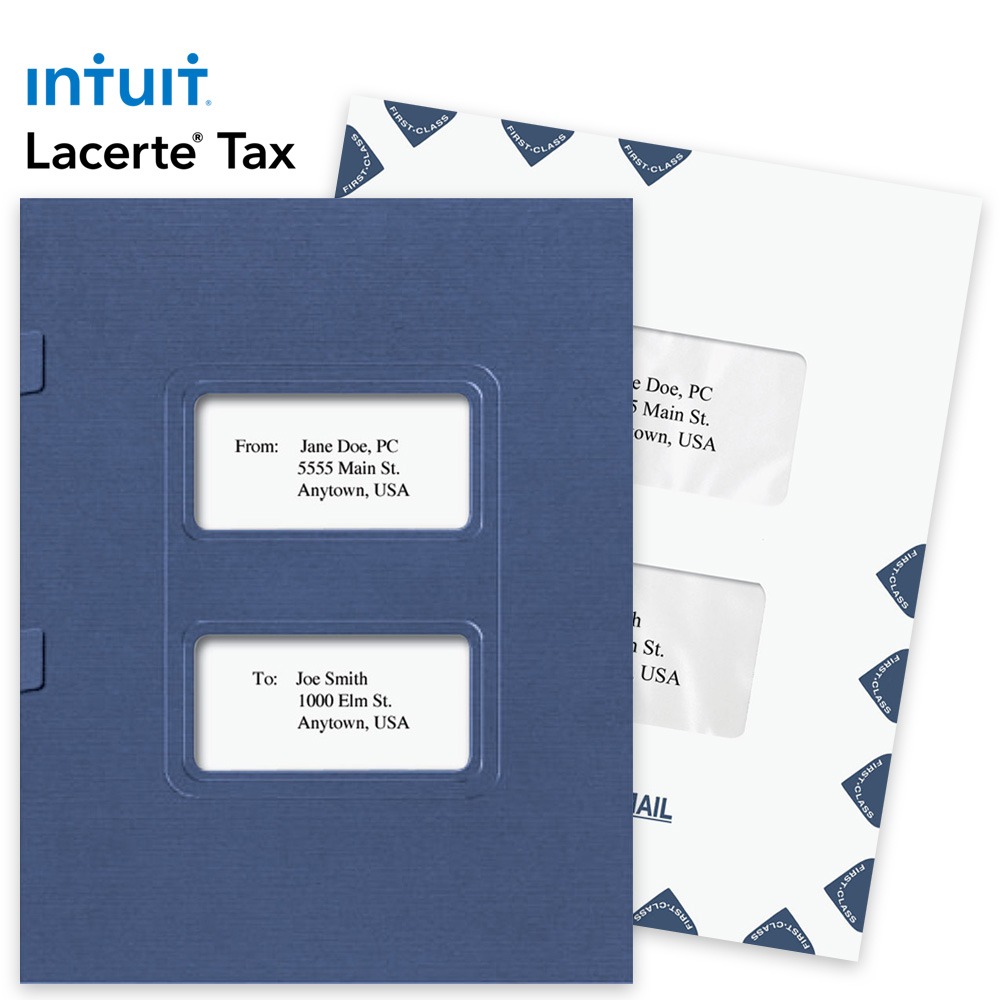 Lacerte Tax Software by Intuit Compatible Folders Envelopes 2024 Window Folders and Envelopes for Lacerte Tax Software by Intuit, Guaranteed Compatible at Big Discounts, No Coupon Needed - DiscountTaxForms.com