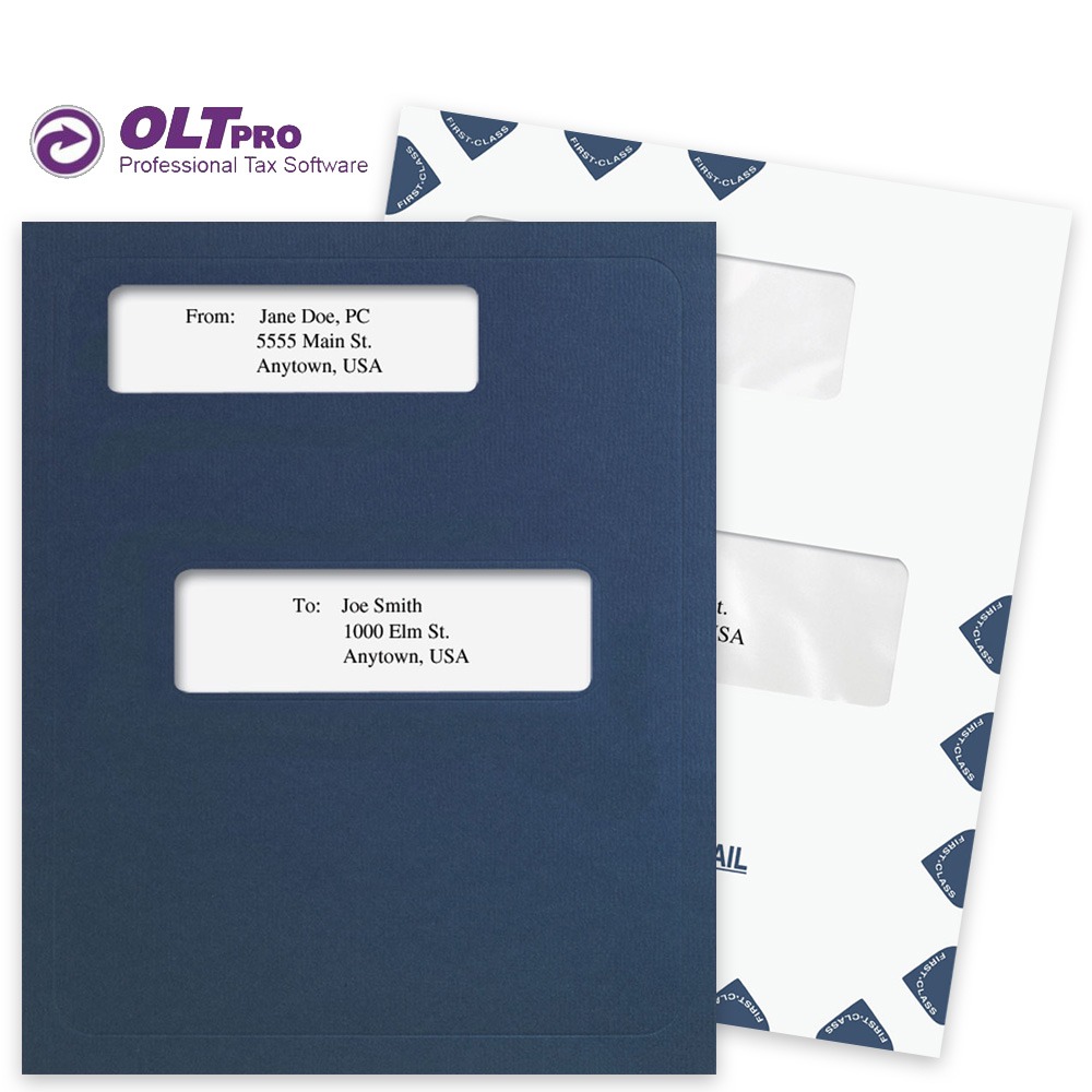 OLT Pro Software Compatible Folders Envelopes Window Folders and Envelopes for OLT Pro Tax Software, Guaranteed Compatible at Big Discounts, No Coupon Needed - DiscountTaxForms.com