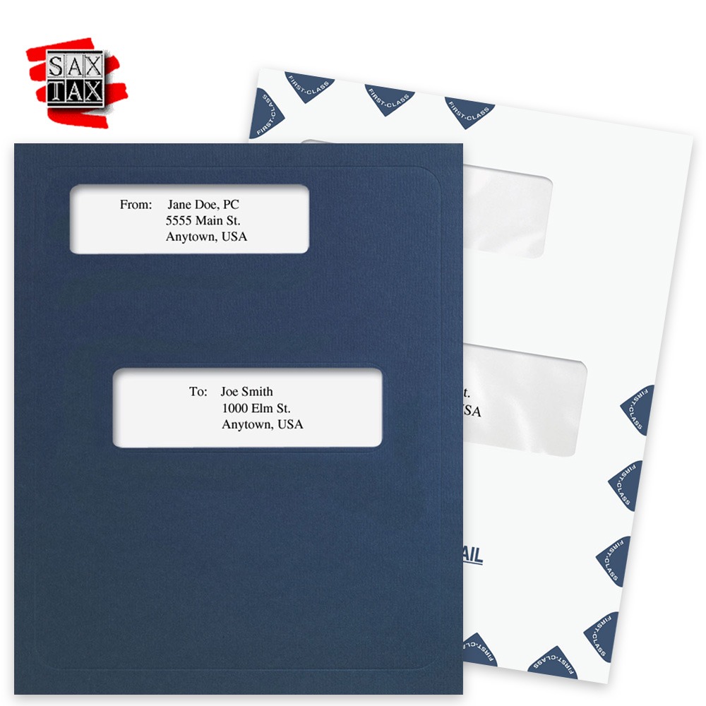 SAXTAX Software Compatible Folders Envelopes Window Folders and Envelopes for SAXTAX Tax Software, Guaranteed Compatible at Big Discounts, No Coupon Needed - DiscountTaxForms.com