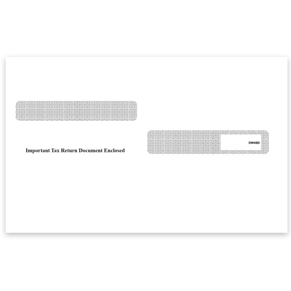 Order W2 Envelopes with a Diagonal Seam for Machine Sealers. W2 4up V1 Quadrant Format, Double Windows and Security Tint, "Important Tax Return Documents Enclosed" Printed on Front - DiscountTaxForms.com
